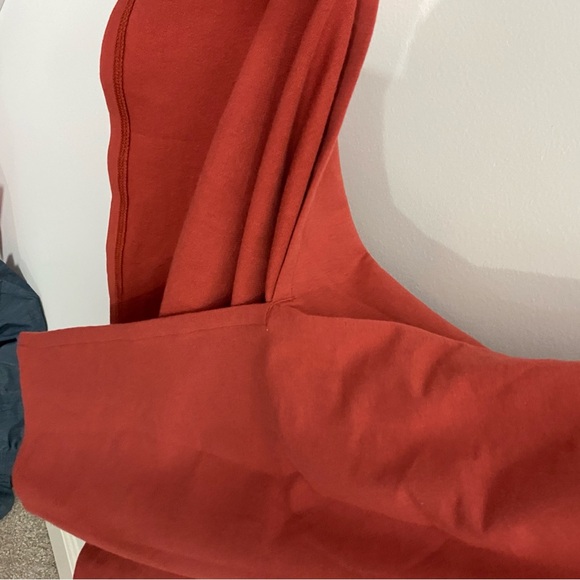 Pure J. Jill NWT‎ Large Petite Brick Red Orange Pima Cotton Side Slit Midi Dress - Picture 9 of 15